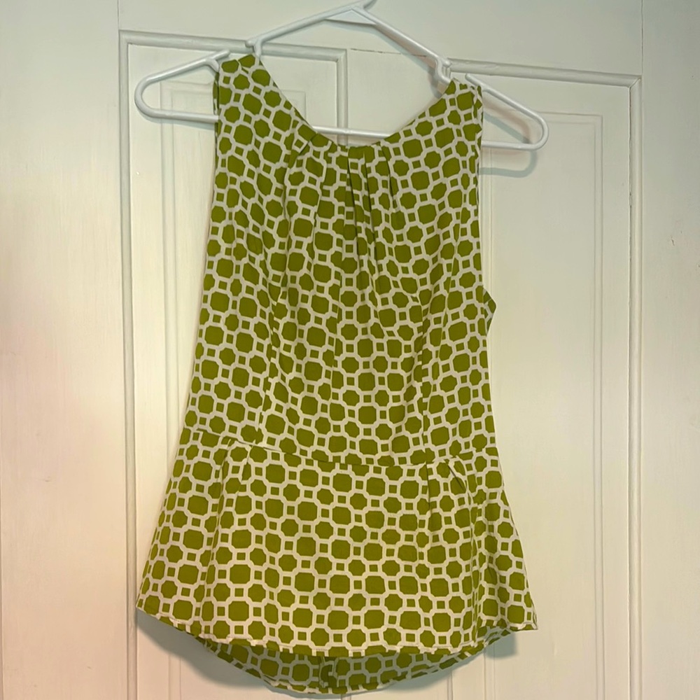 Green and White Sleeveless Top- Banana Republic- Size 10